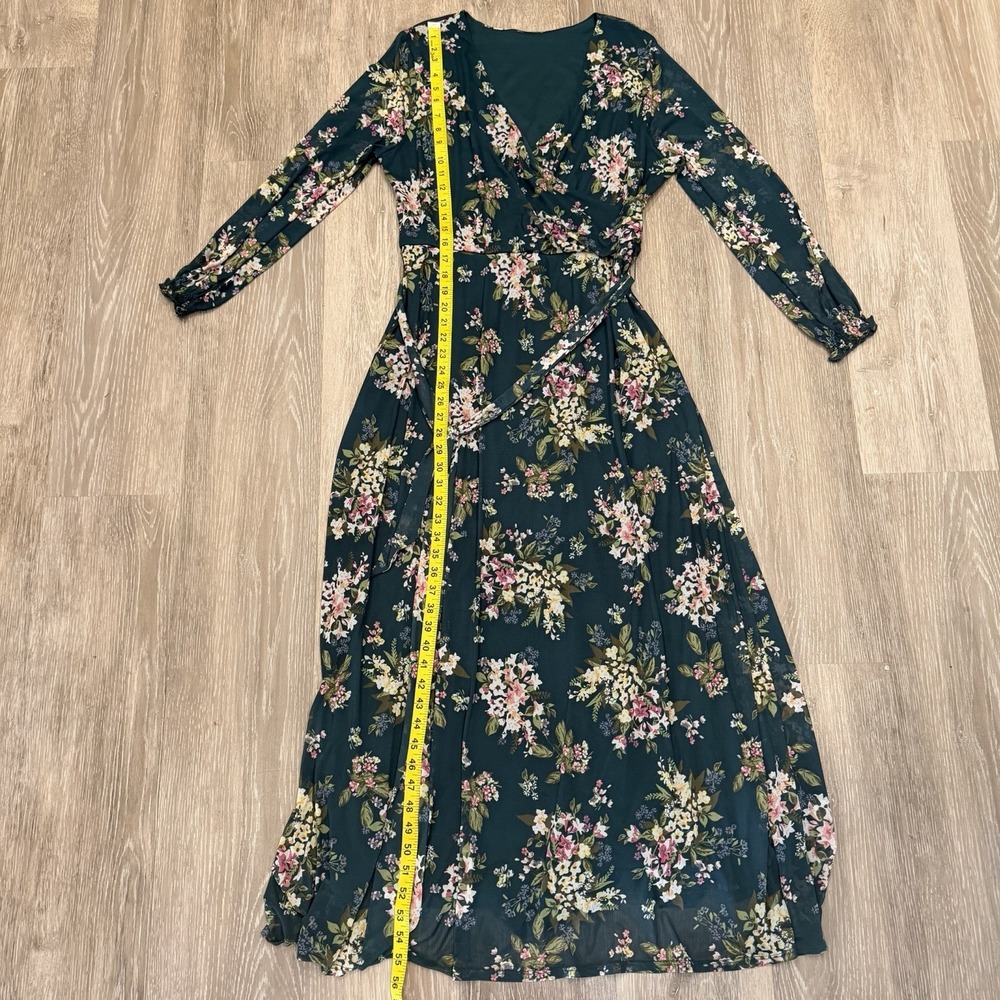 Petal and Pup Floral Faux Wrap Maxi Dress Womens Large Long Sleeve CottageCore - Picture 8 of 8